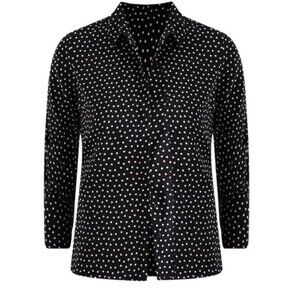 Express Satin Polka Dot Portofino Shirt XS